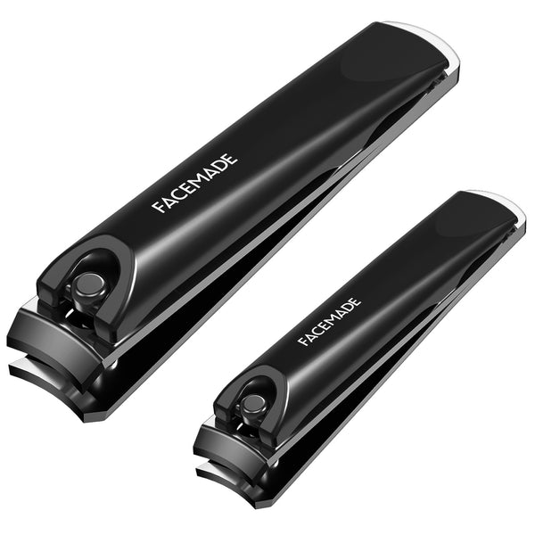 FACEMADE Nail Clipper, Stainless Steel Fingernails & Toenails Clippers & Nail File Sharp with Case, Set of 2
